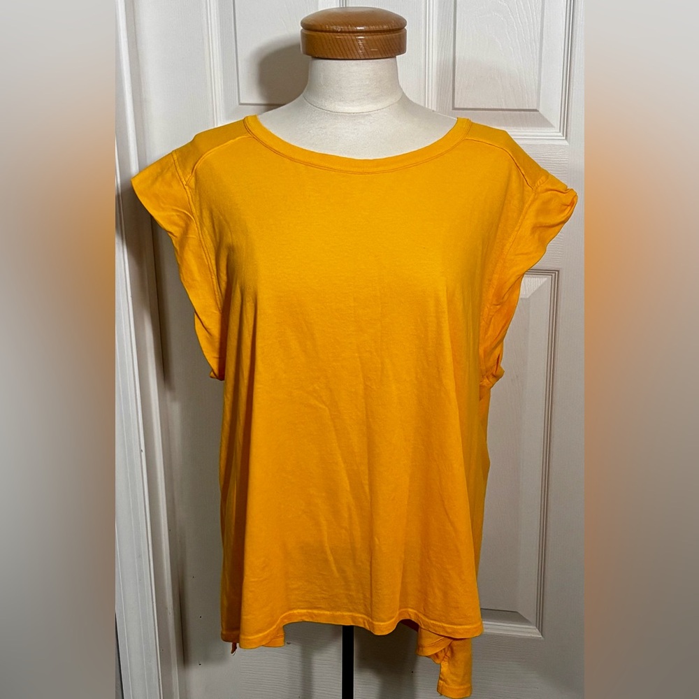 Free People We The Free Golden Yellow Oversized Tee Exposed Seam Top XS